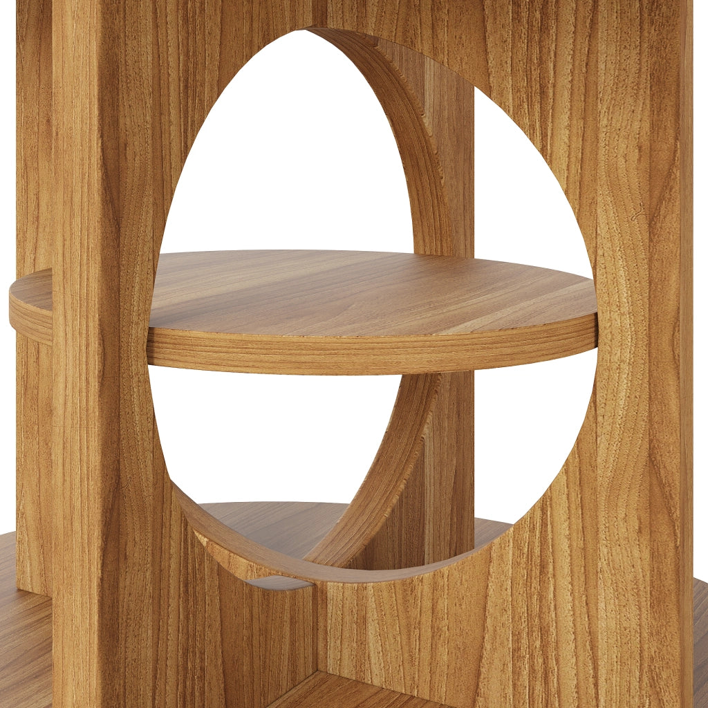 Tavolo allungabile con ripiano centrale, forma tonda e ovale, per sala da pranzo, in MDF, effetto legno stile moderno