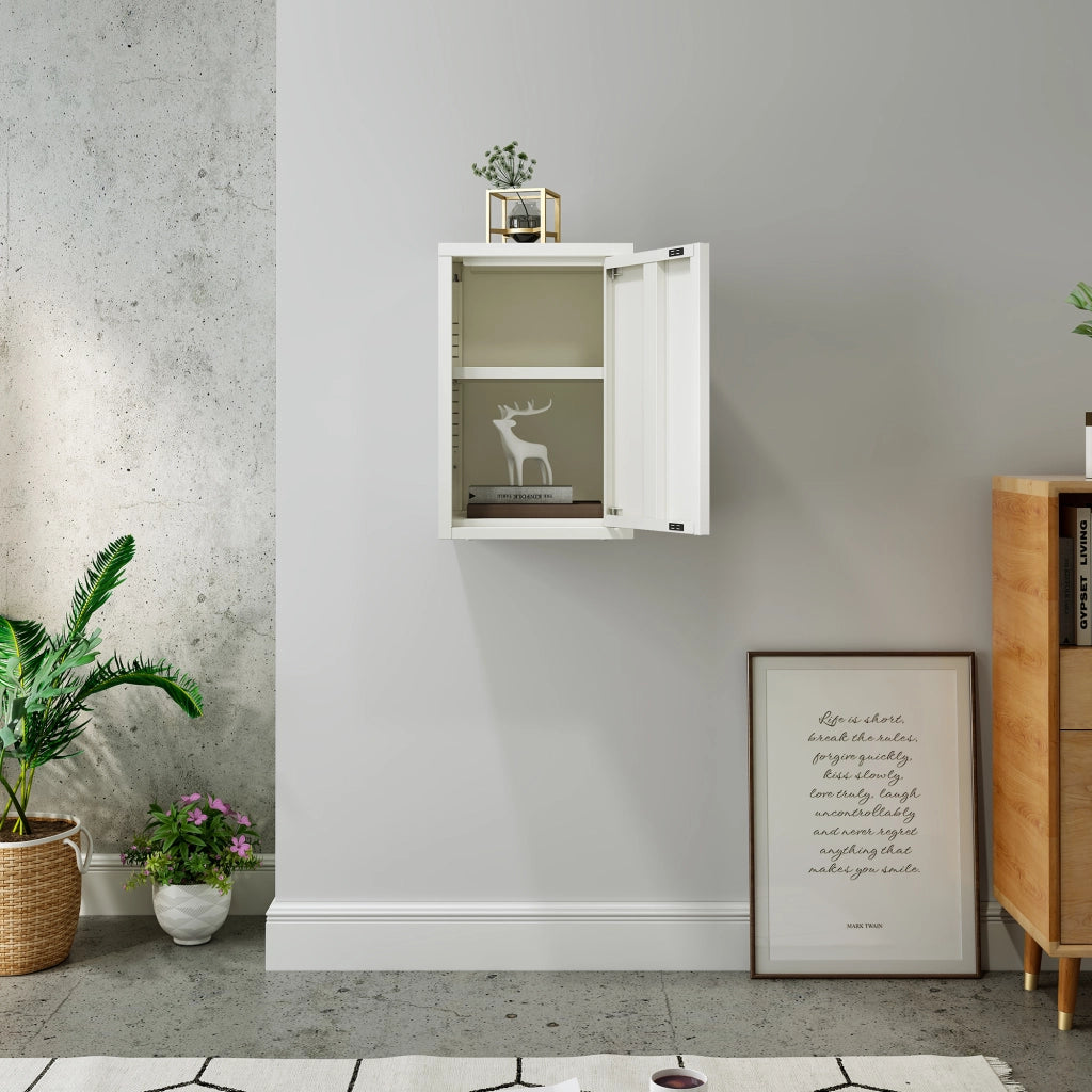 Armadietto a Parete Burlöv con Anta in Acciaio 50 x 33 x 35 cm - Bianco [en.casa]