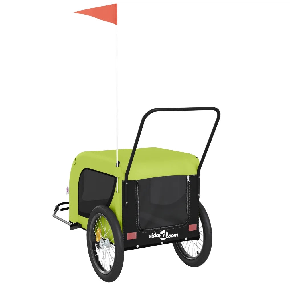 Rimorchio da Bici per Animali Verde e Nero Oxford e Ferro CFW4085039