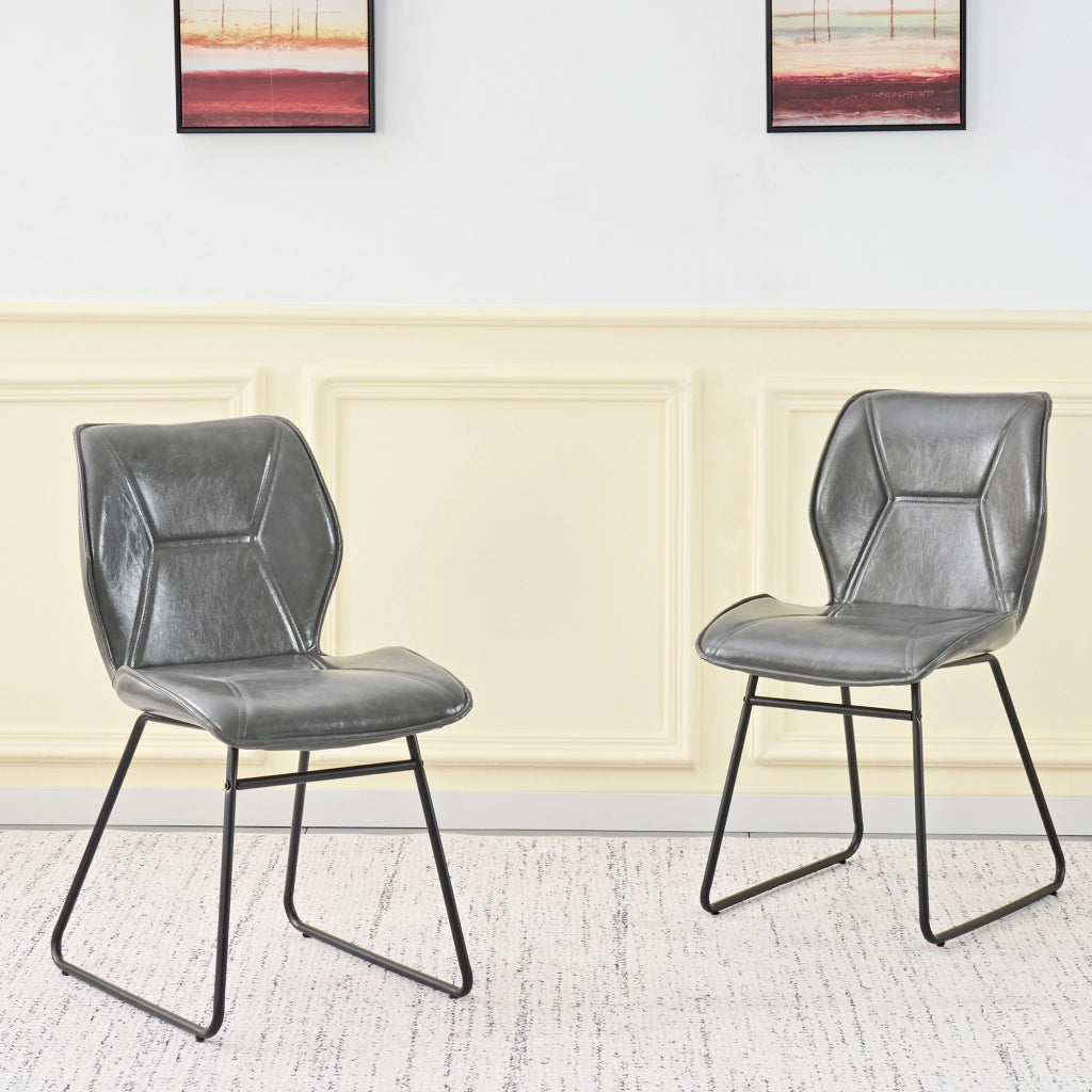 SEDIA da pranzo Set da 2 pezzi in similpelle Grigio con struttura in metallo