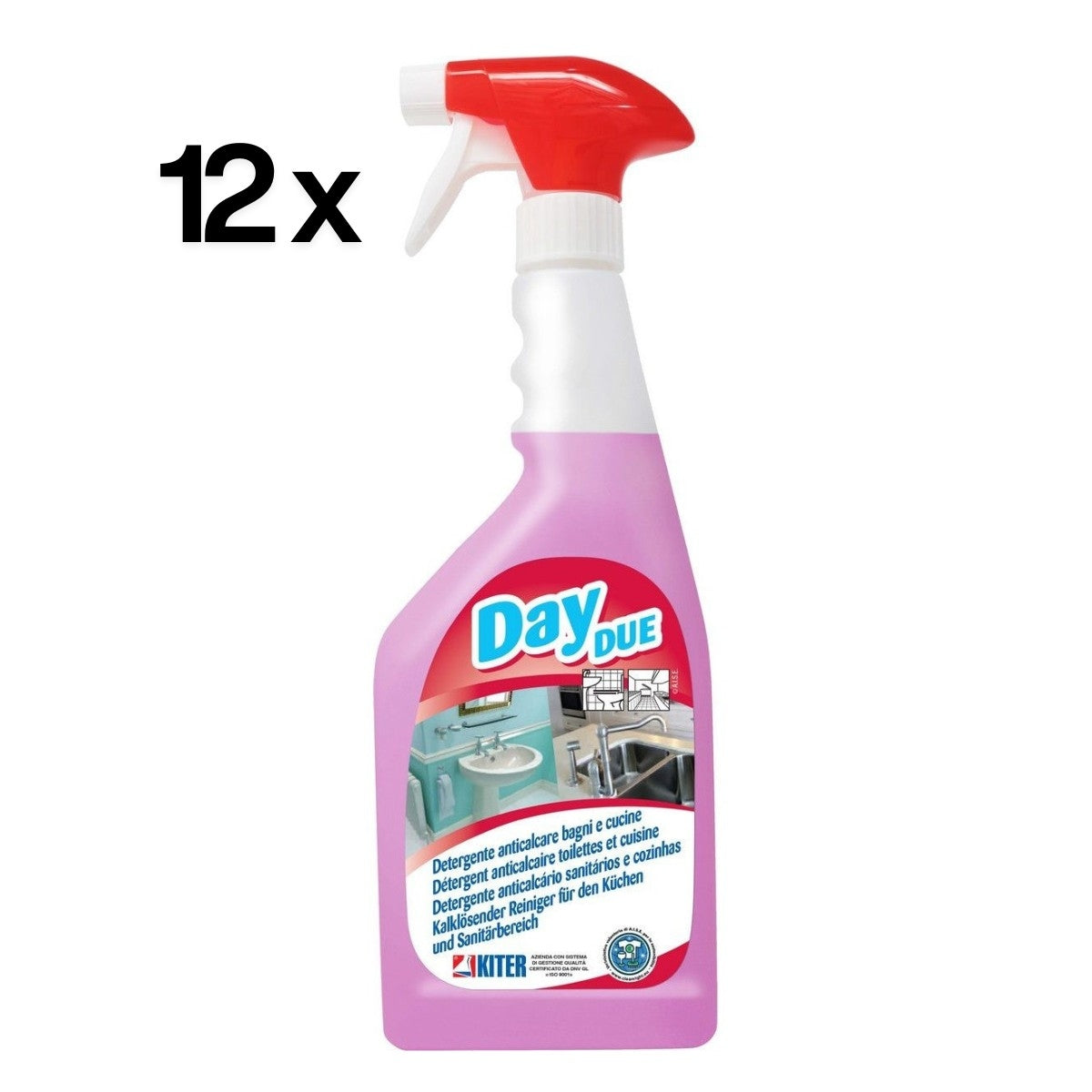 Day Due 12 Pezzi x 750 ml, Detergente Igienizzante Anticalcare Bagno e Cucina | Kiter