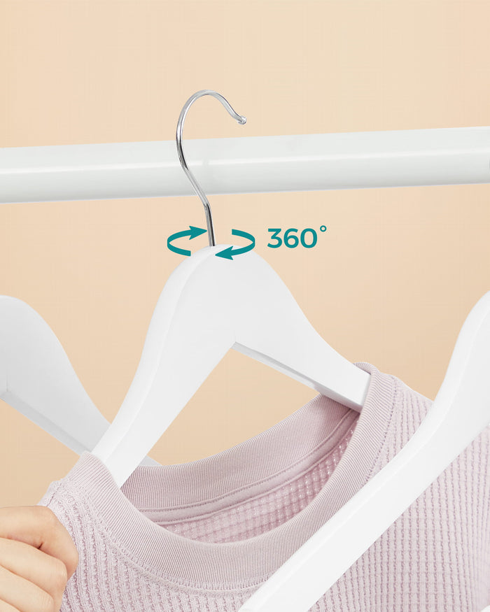 Grucce in legno VALORA - Antiscivolo, resistenti, bianche x10 - CRW03W10