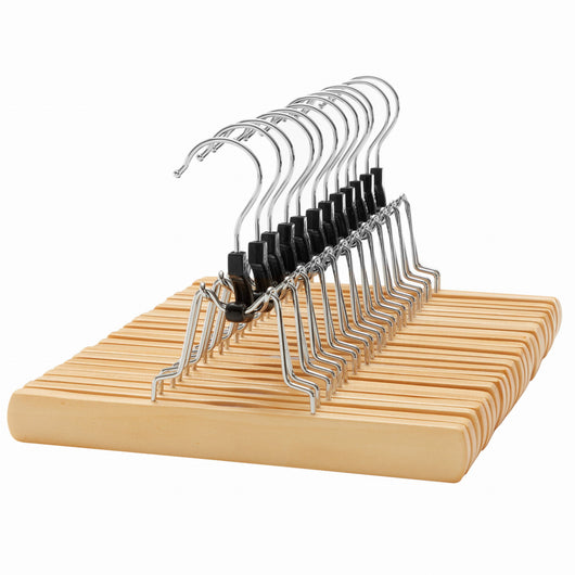 Grucce per pantaloni in legno VALORA con inserto antiscivolo x12 - CRW007-12