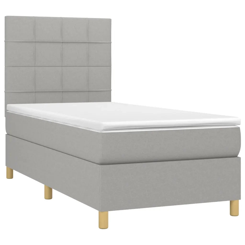 Giroletto a Molle con Materasso Grigio Chiaro 90x200 cm Tessutocod mxl 75739