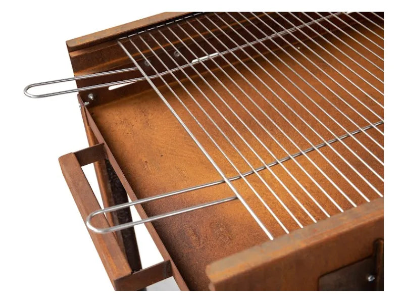 Barbecue a carbone e legna Clementi Super Flipper 60x53 in acciaio Corten