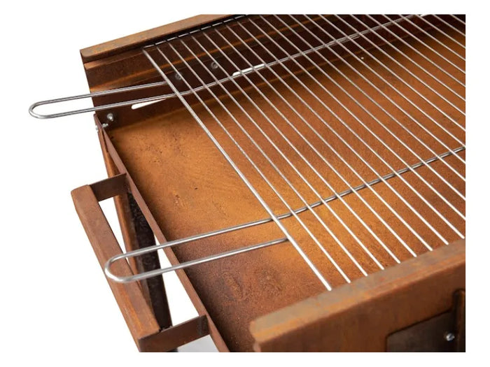 Barbecue a carbone e legna Clementi Super Flipper 60x53 in acciaio Corten