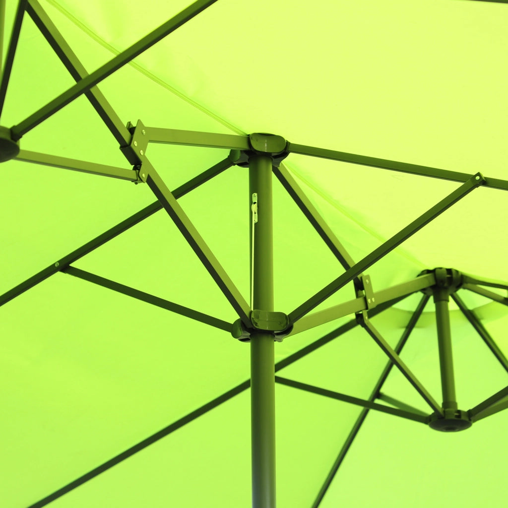 Doppio parasole ovale 460 x 270 cm con manovella colore verde ideale per patio e giardino