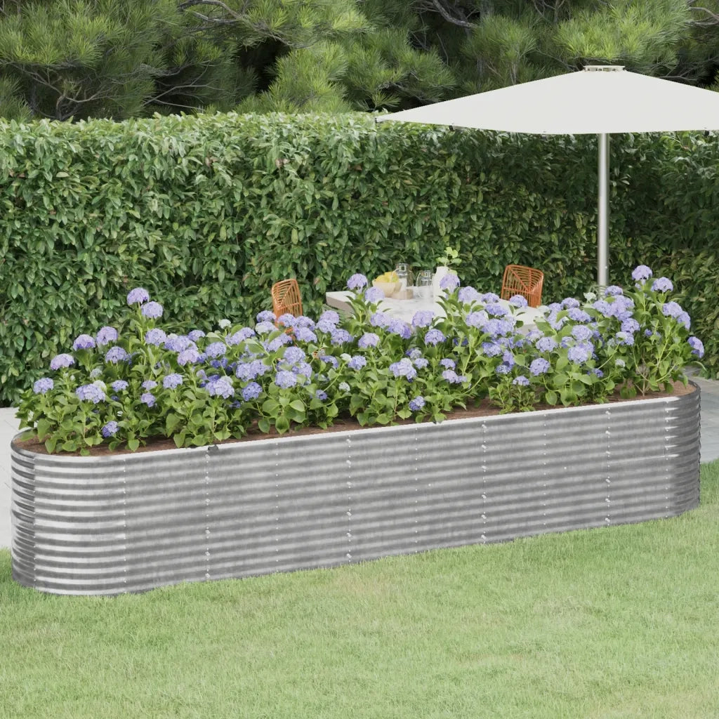 Fioriere | Cassetta per fiori | Letto Giardino Acciaio Zincato 368x80x68cm Argento