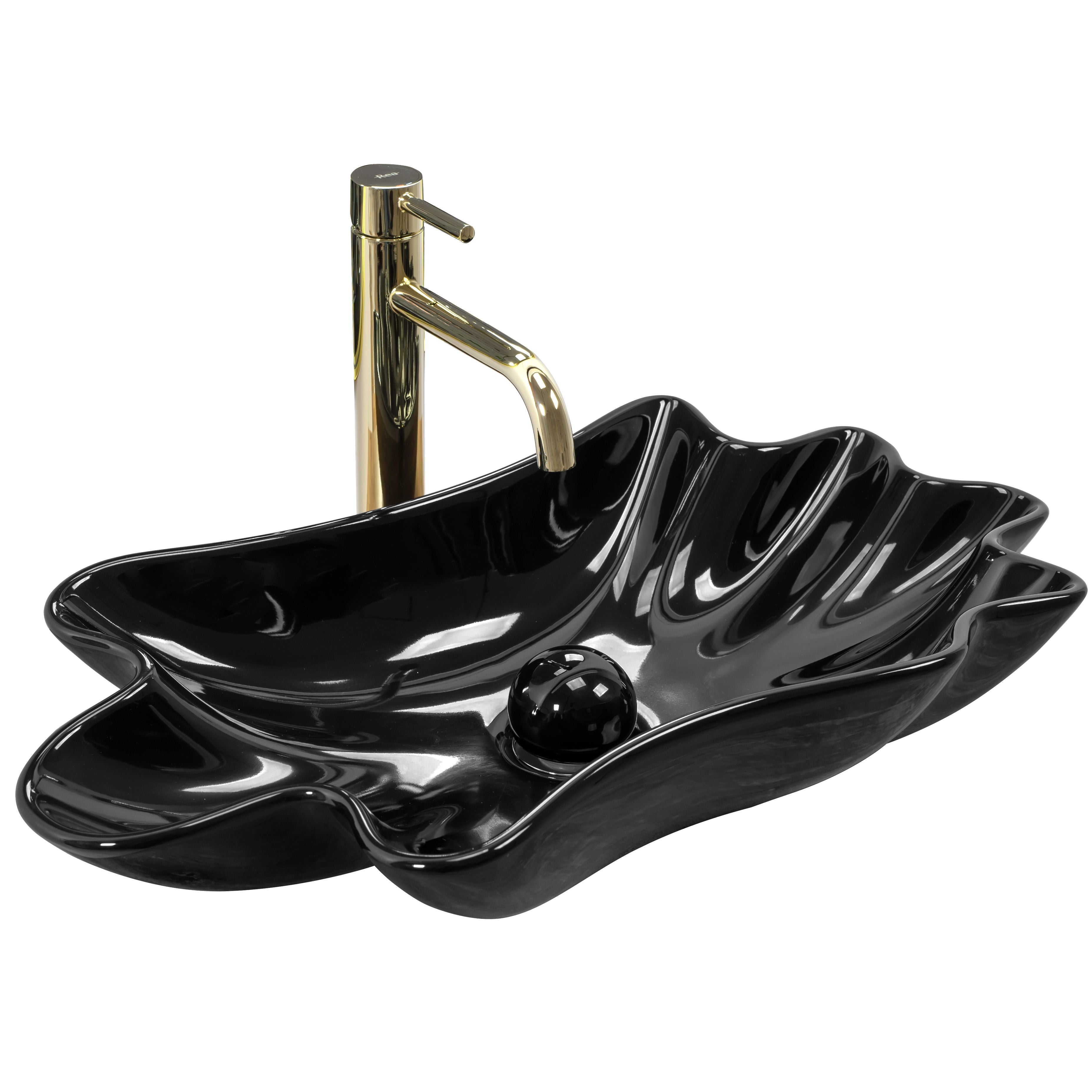 Lavabo Da Appoggio Rea Sea Black + Tappo Click-clack