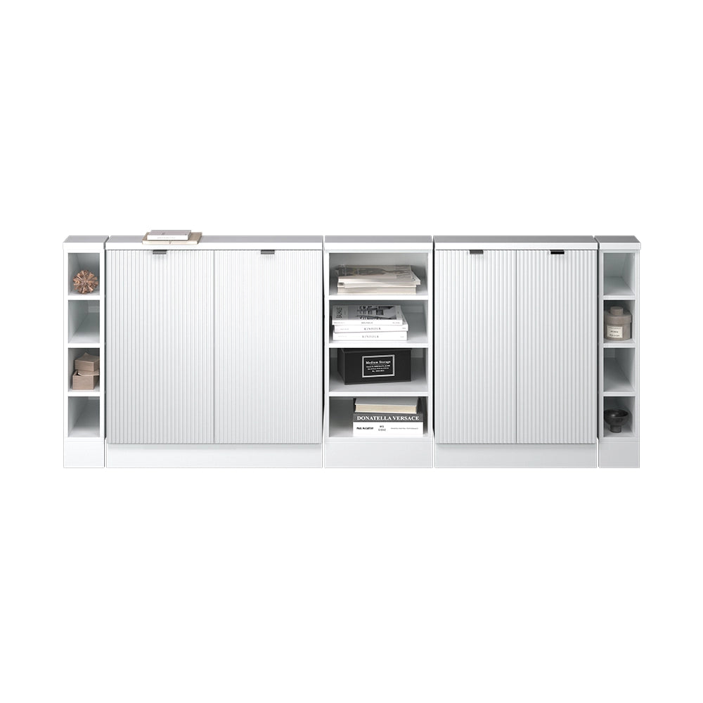 Mobile cucina sottotetto R-Line Ondulazione bianca/Bianco 210 cm Set di 5 Vicco