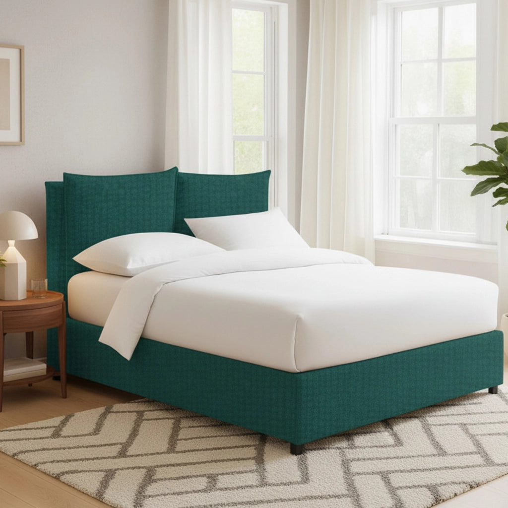 Liskeard, Letto Matrimoniale Sfoderabile Made in Italy, Verde Petrolio