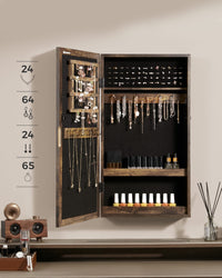 Mobiletto portagioielli da parete VALORA con specchio, marrone rustico JJC051K01