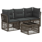 Set Divano da Giardino 4 pcs Grigio polyrattan