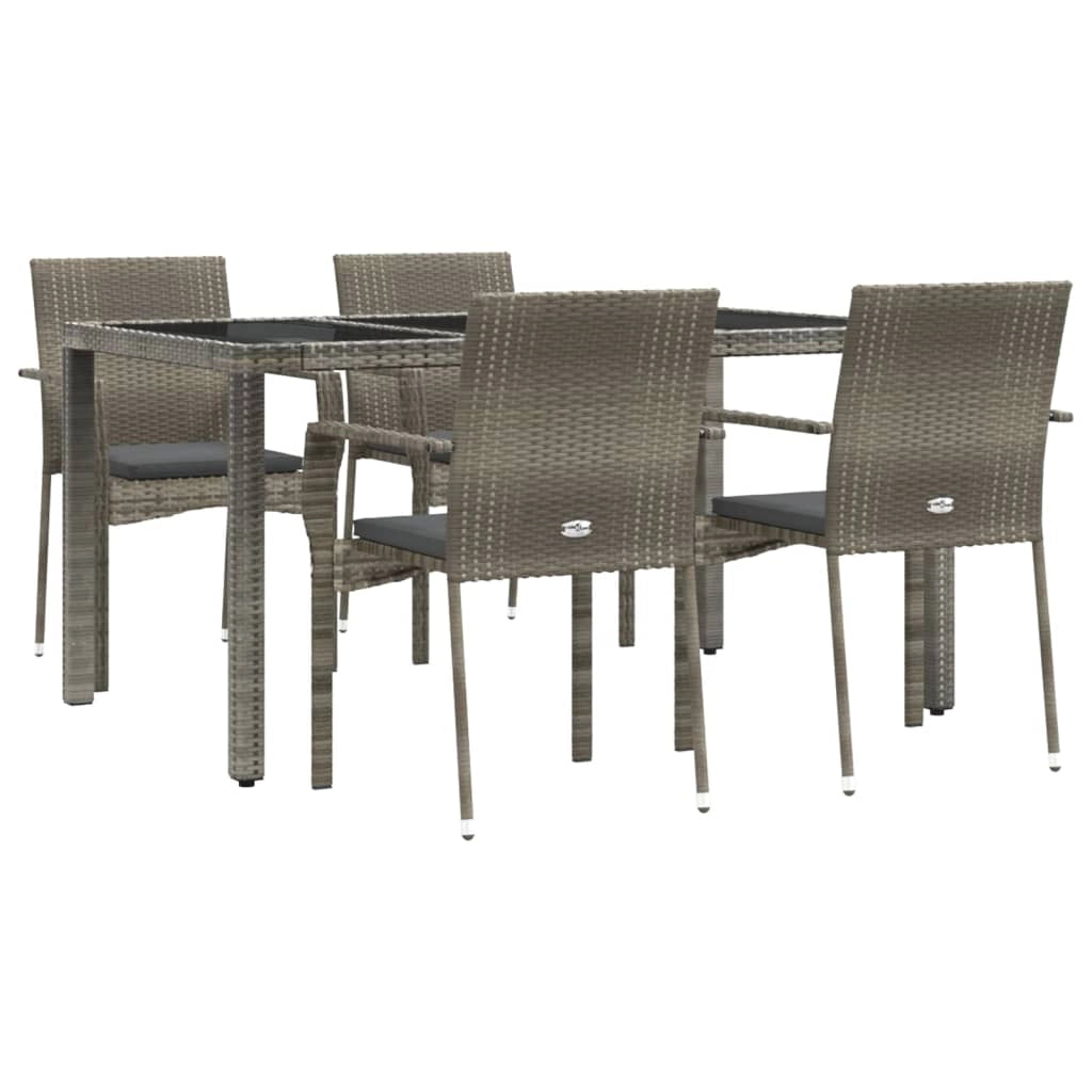 Set da pranzo da giardino per esterni da 5 pezzi con cuscini grigi 02_0013717
