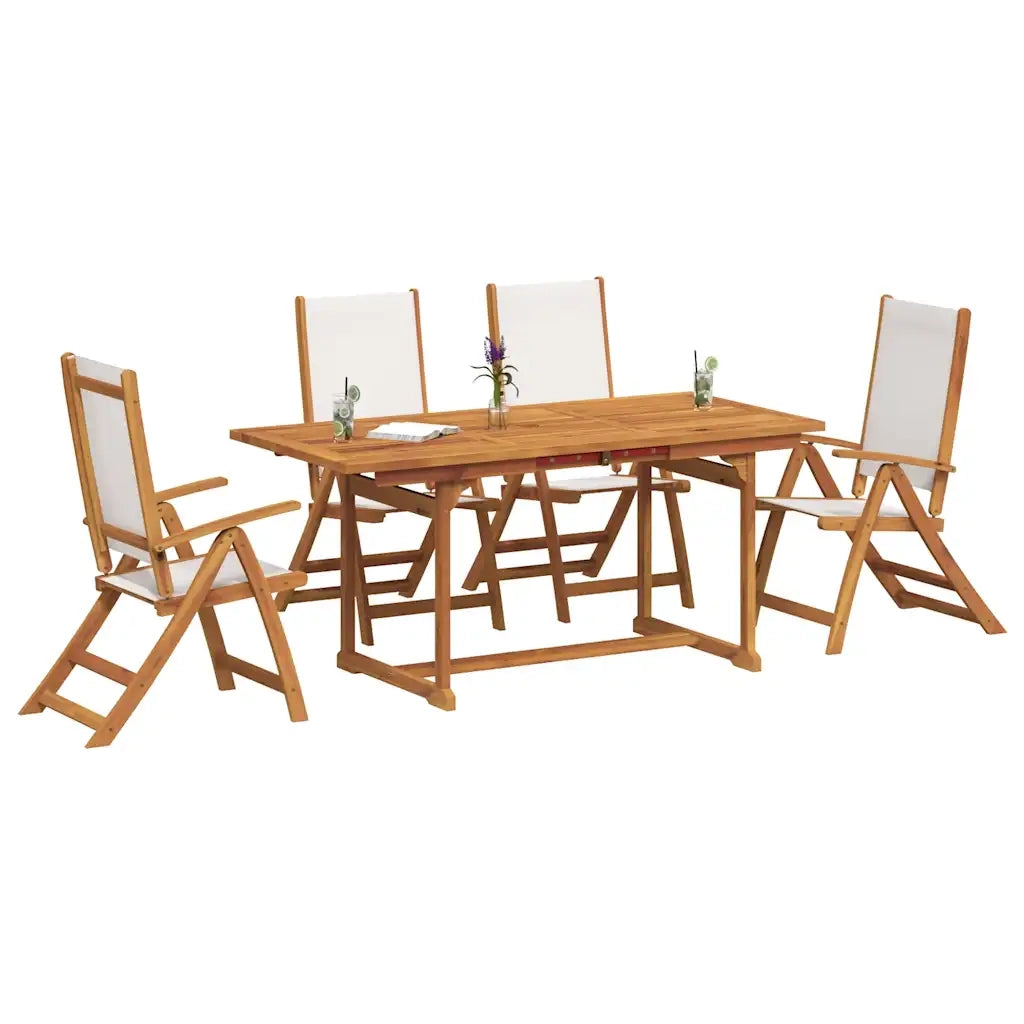 Set Pranzo da Giardino 5pz Legno Massello di Acacia e Textilene 3279296