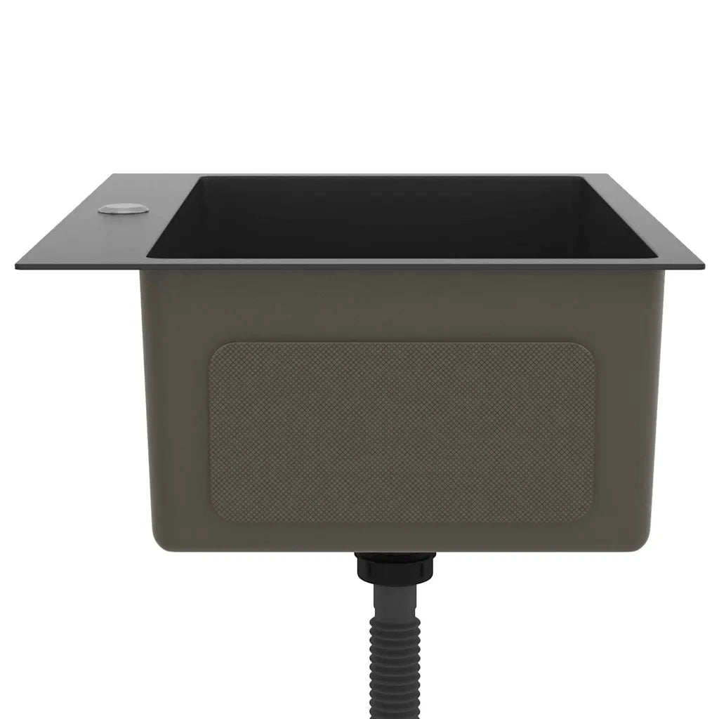 Lavello da Cucina Lavorato a Mano-Lavandino-Lavabo Nero Acciaio Inox 865904