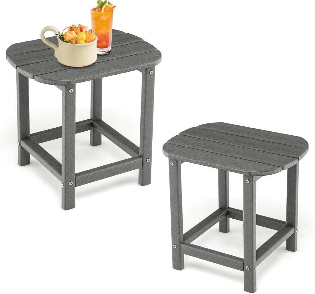 Set di 2 tavolini da giardino in HDPE, piccolo tavolino impermeabile con carico di 91 kg, tavolino da caffè, per balcone, terrazza, patio, 48 x 37 x 46 cm