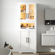 Armadietto Bagno Alto con LED e Ante in Vetro ¨C MINIMAL ¨C Bianco 60x30x170