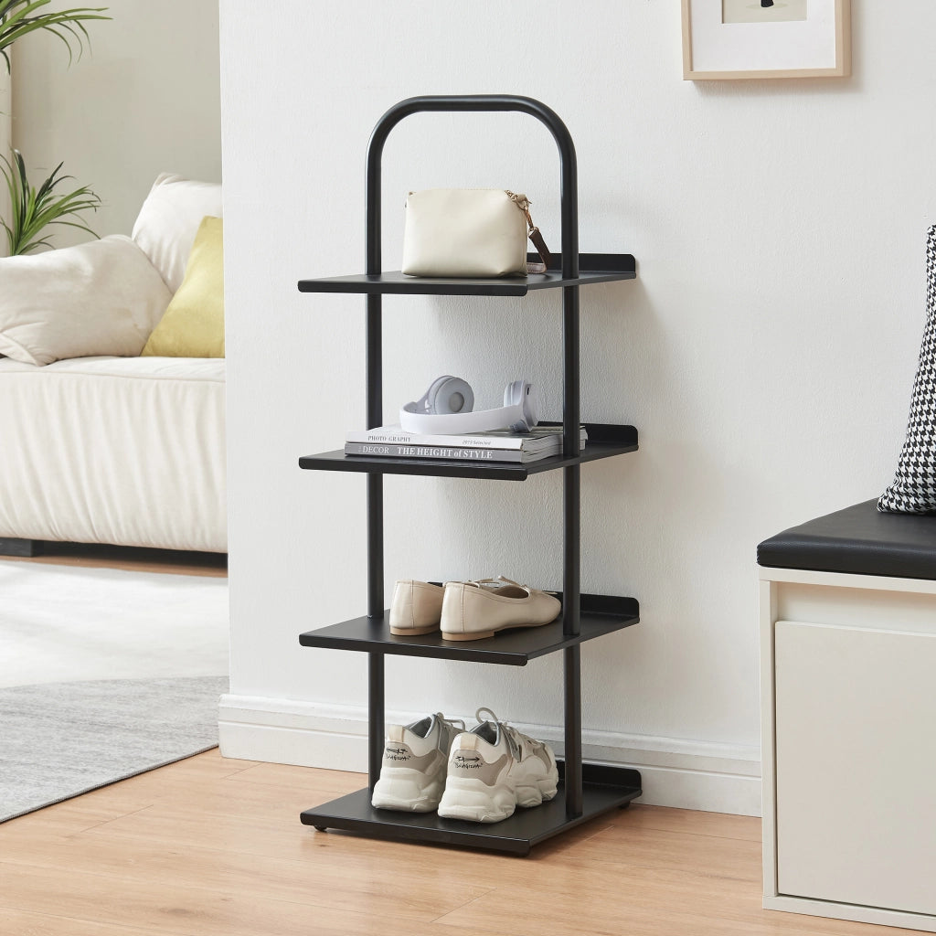 Scaffale Portascarpe Poytya Scarpiera a 4 Livelli 96 x 34 x 32 cm - Nero [en.casa]