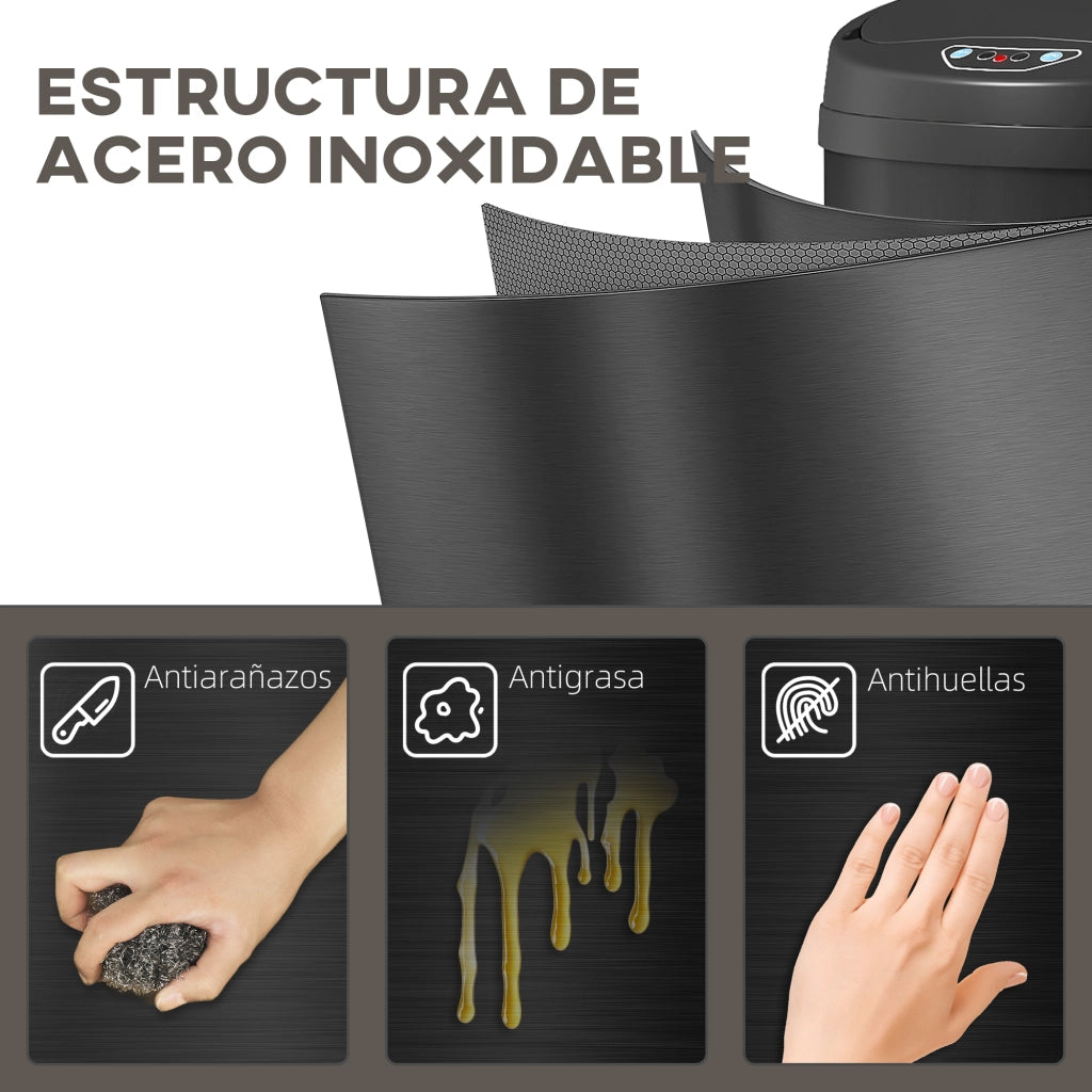 Pattumiera Automatica con Sensore ¨C Xylo ¨C 30L Acciaio Inox Nero Antiimpronta