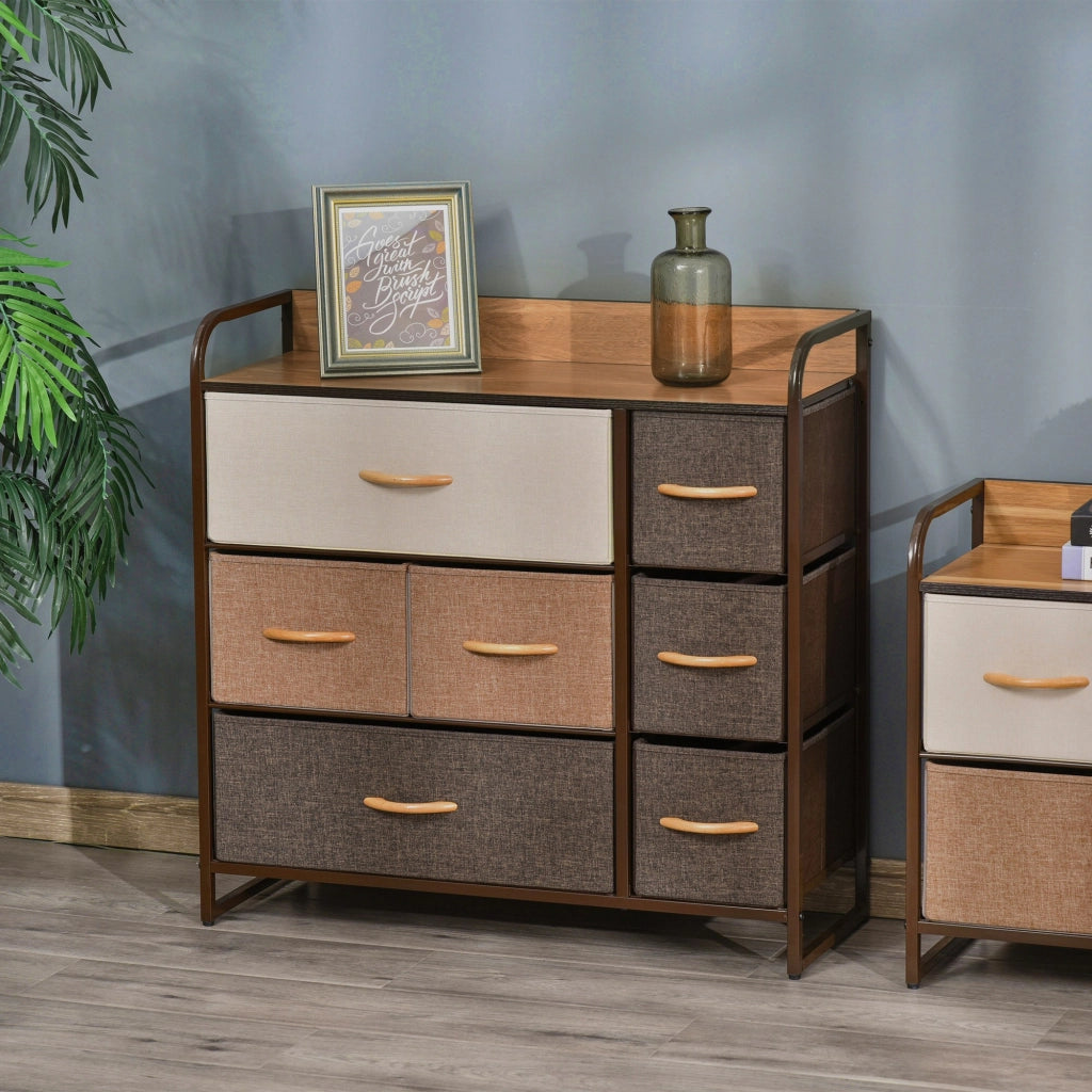 Cassettiera con 7 Cassetti ¨C Zephmum ¨C Legno e Metallo 80x29x78,5 cm