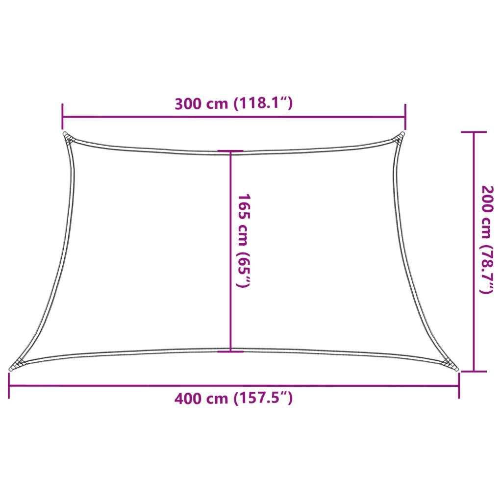Vela Parasole | Telo Ombra | Vela da ombra 160 g/m2 Crema 3/4x2 m in HDPE