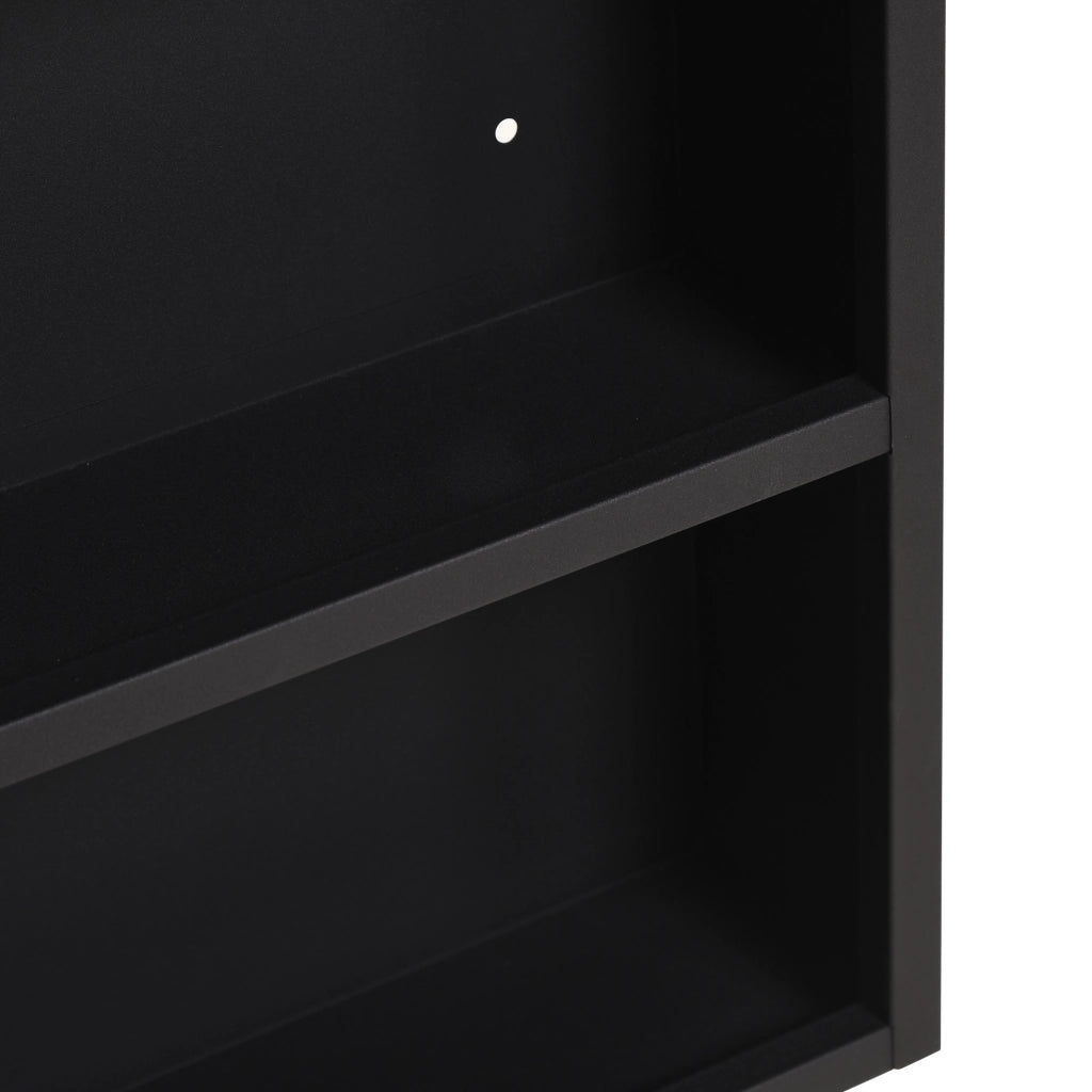 Specchio pensile da bagno in acciaio inox con 3 vani interni, montaggio a parete, 46x13,5x58 cm, nero