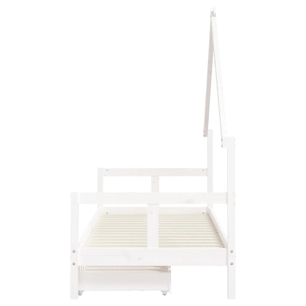Giroletto Bambini | Letto Infantile | Lettino con Cassetti Bianco 80x200cm Massello di Pino