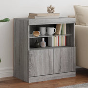 Credenza con Luci LED-Buffet-Armadio da cucina Grigio Sonoma 60x37x67 cm