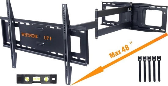 Sostegno per TV a parete con lunga asta - Estensione da 48 pollici - Movimento completo