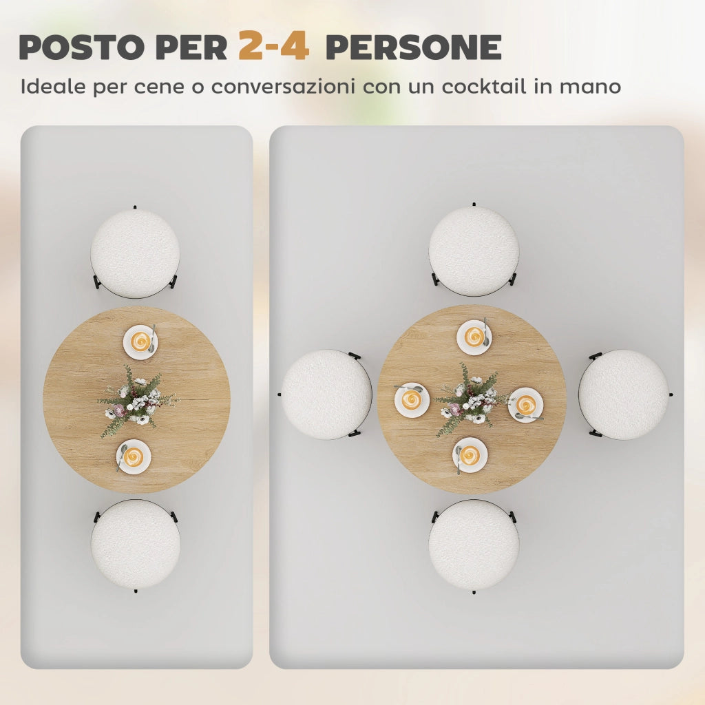 Tavolo da Pranzo Rotondo Stile Industriale Ø80x75 cm con Gambe a Croce in Acciaio Colore Quercia