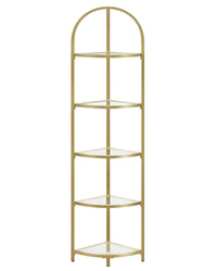 Libreria VALORA in vetro con 5 ripiani, oro - LGT810A01