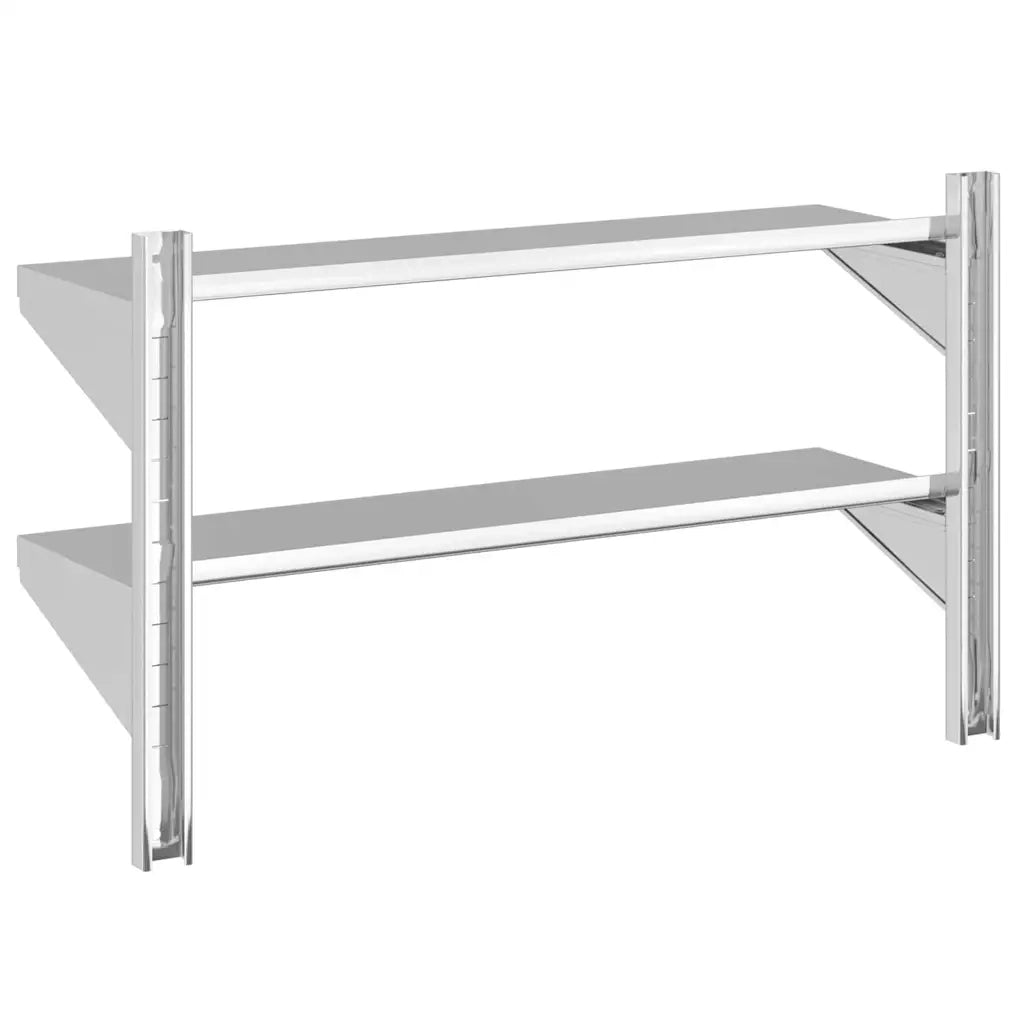 vidaXL Mensola Muro 2 Ripiani 100x30x60cm Argento Acciaio Inossidabile