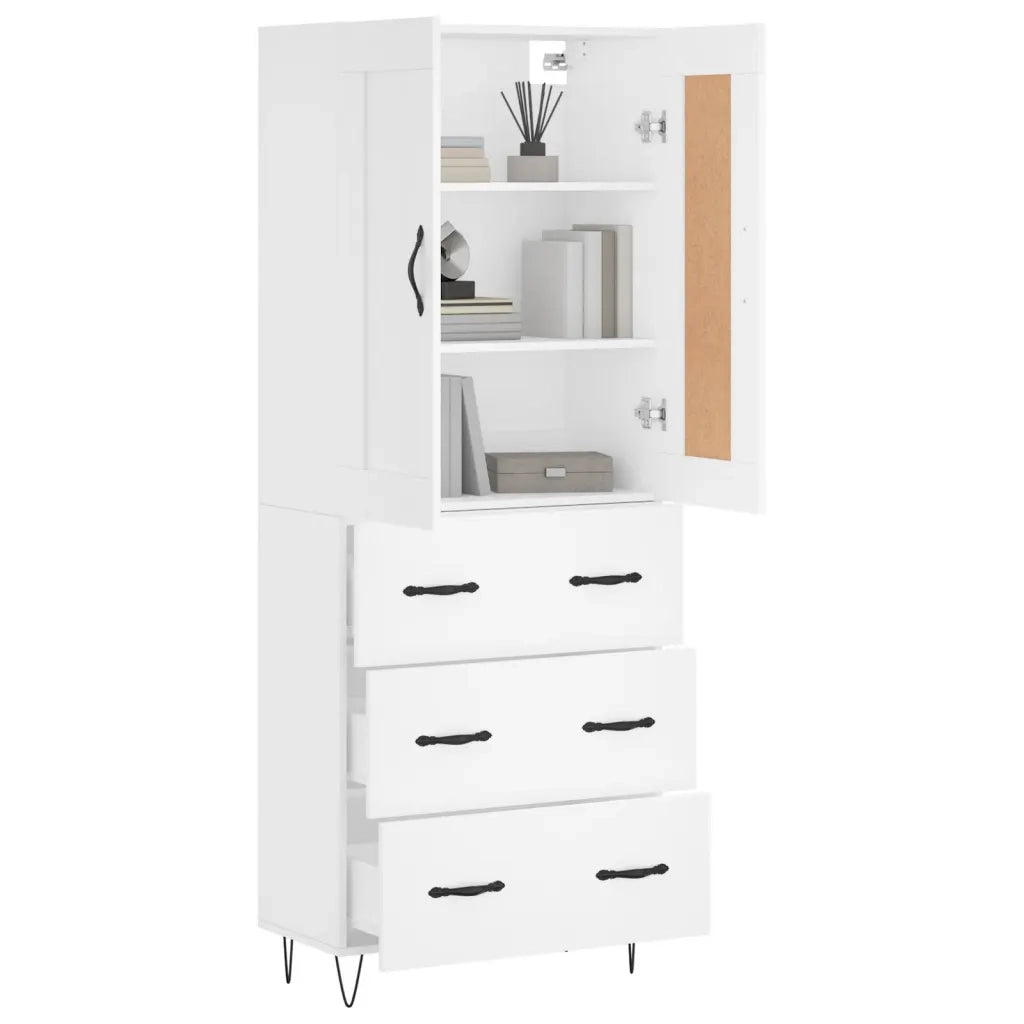 Credenza Bianca 69,5x34x180 cm in Legno Multistrato 3199777