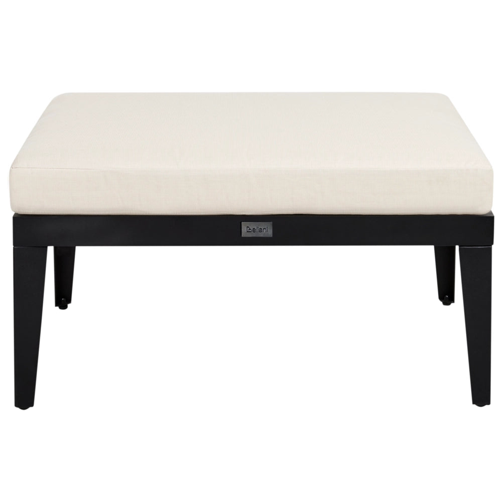 Set da giardino 3 posti in legno di acacia certificato con divano angolare tavolino e cuscini beige chiaro lato sinistro con ottomano
