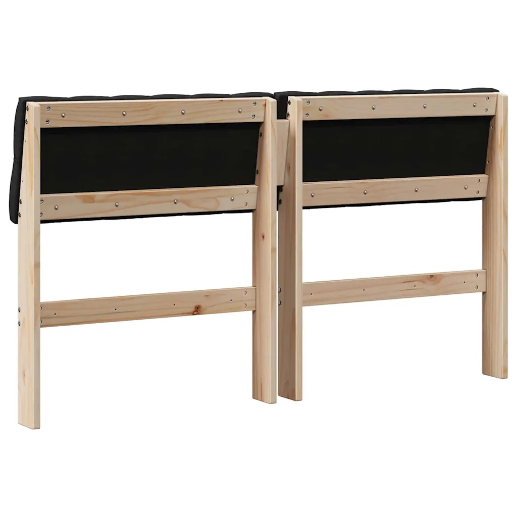Testiera imbottita-Testiera con Cuscini-Testata Nero 160 cm Pino massello 943665