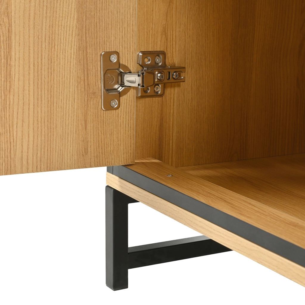 Credenza con 3 Cassetti e Vani; LED 16 Colori; Stile Moderno; in Pannello Truciolare; Naturale; 160¡Á40¡Á85 cm