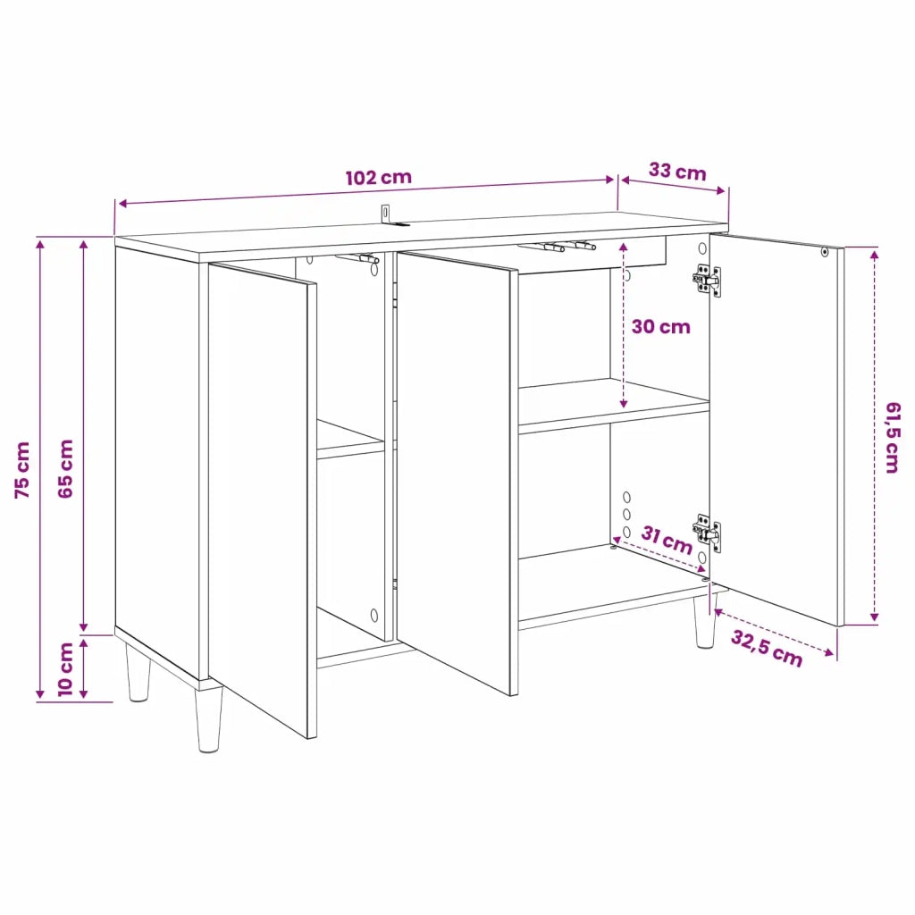Credenza BONN Sonoma 102 x 33 x 75 cm Legno ingegnerizzato 8006961