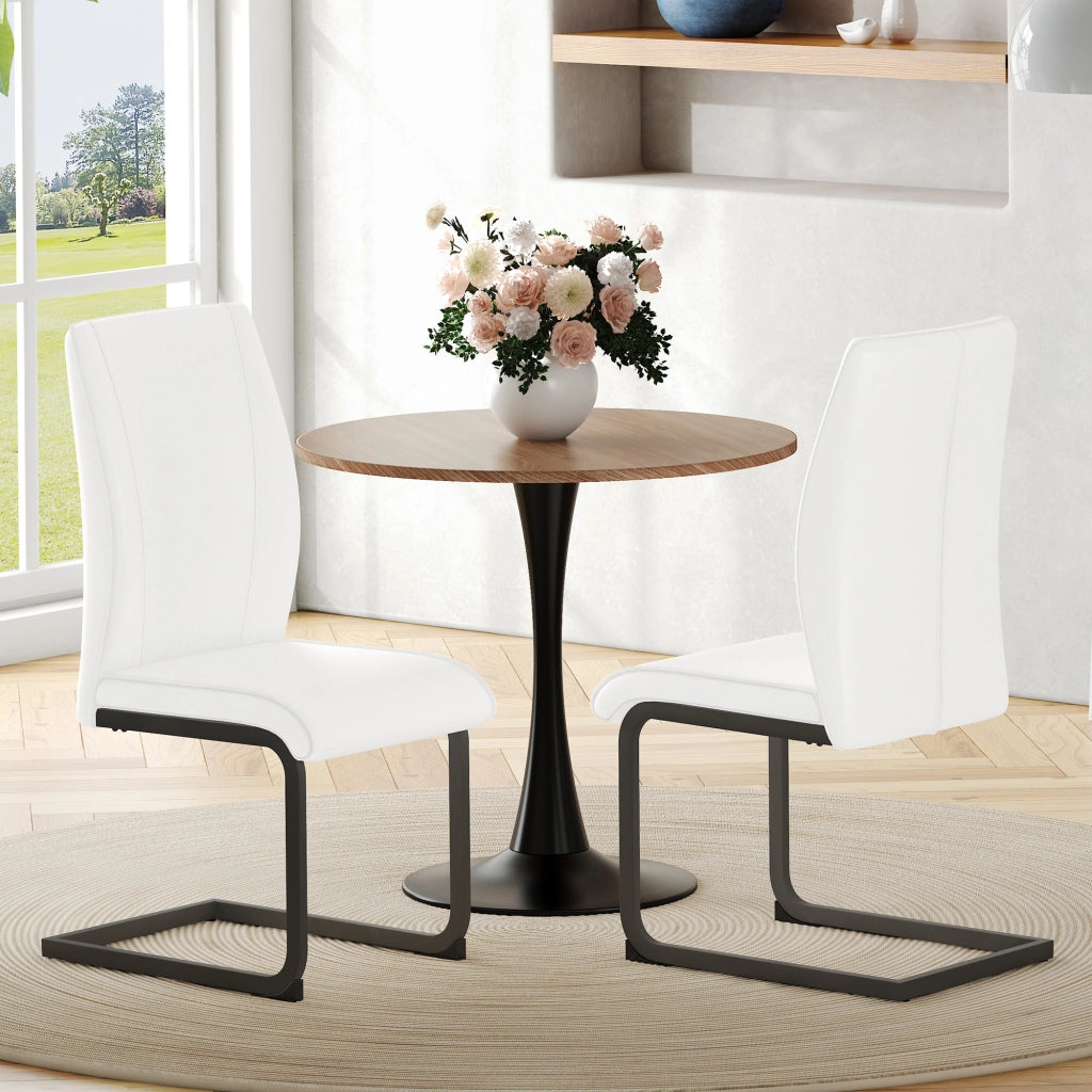 Sedie da Pranzo in Ecopelle Bianca ¨C Xylo ¨C Set 2 Pezzi, Gambe in Metallo Nero