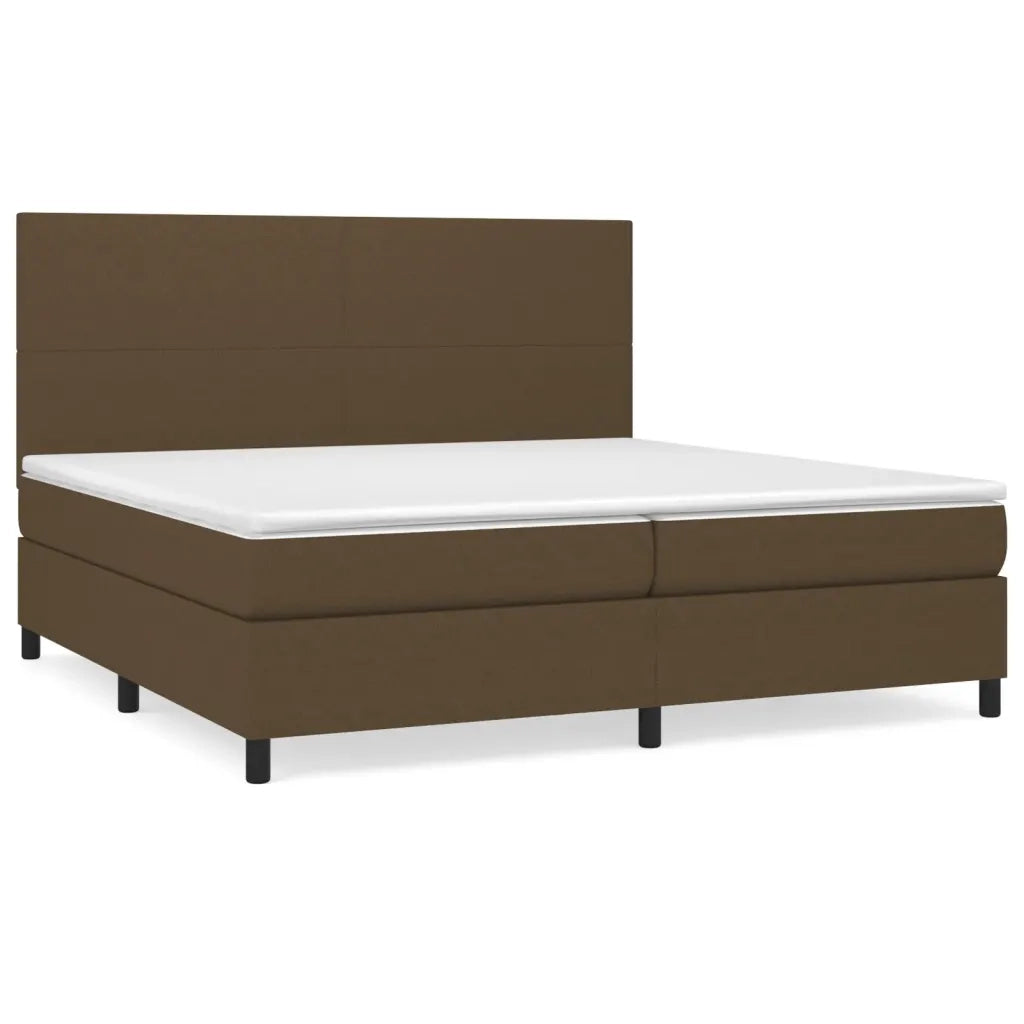 Giroletto a Molle con Materasso Marrone Scuro 200x200cm Tessuto 3141644