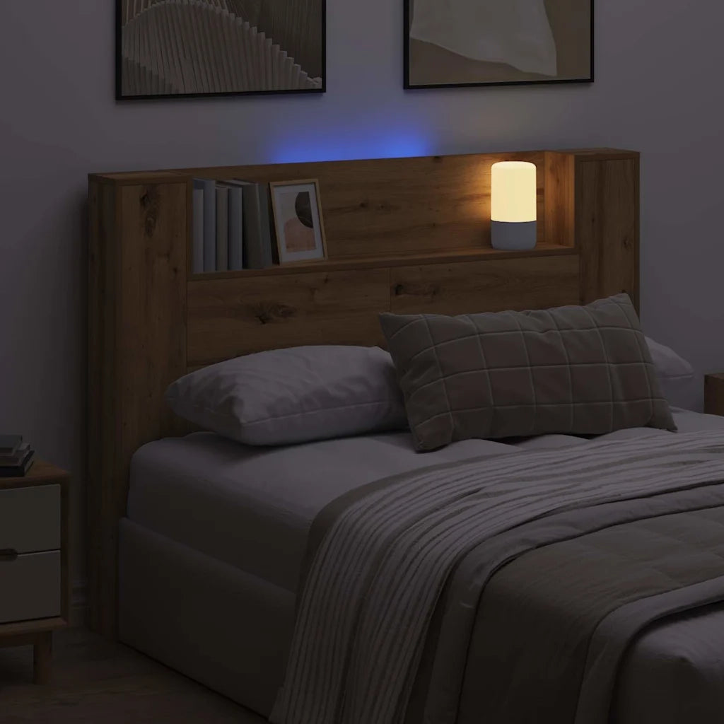 Testiera di stoccaggio con LED Rovere Artigianale 3418668