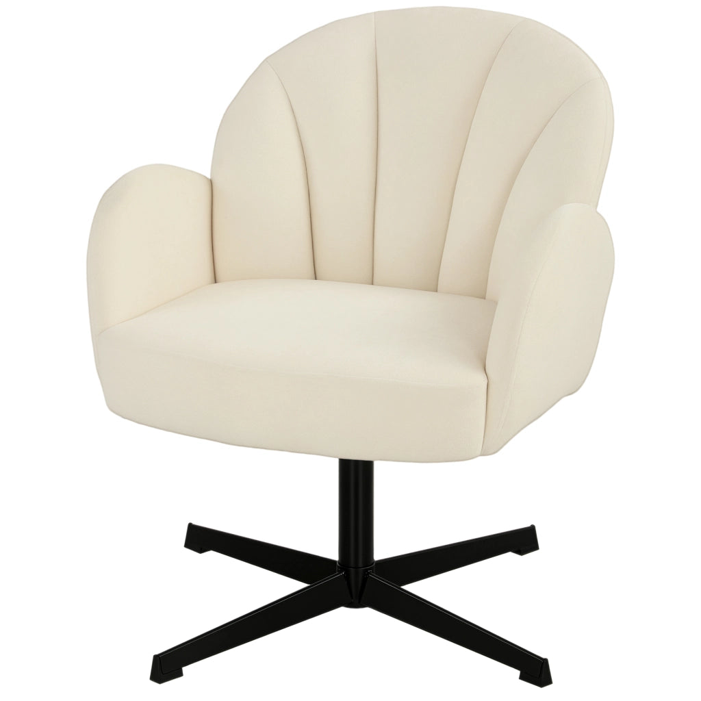 Poltrona girevole in velluto con cuscino a molle beige ¨C zephmum ¨C 90x90x90