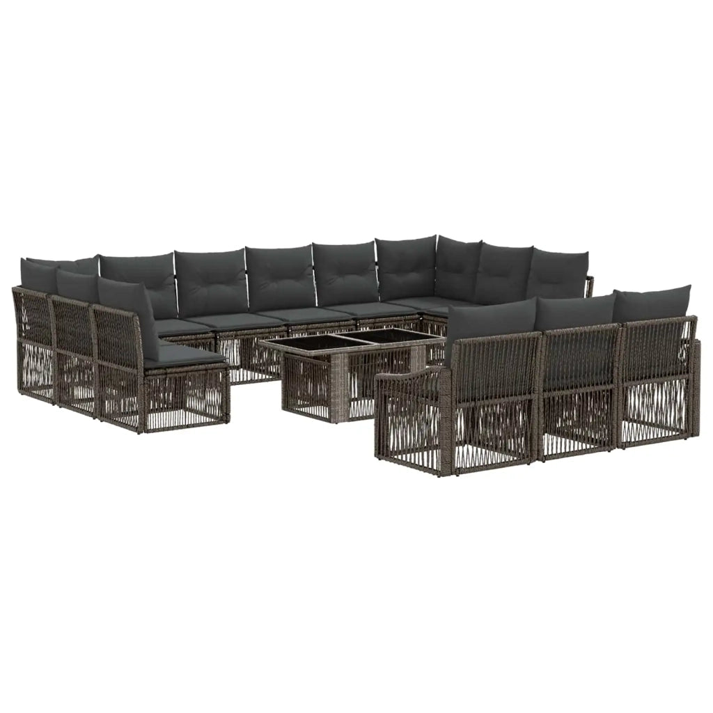 Set Divano da Giardino 14 pz Grigio e Grigio Scuro polyrattan 3437321