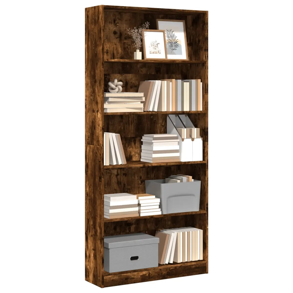 Libreria Rovere Fumo 80x24x176 cm in Legno Multistrato 857857