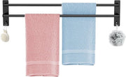 Sostegno Asciugamani Nero - Doppia Stanghetto Asciugamani - Organizzazione Bagno - Montaggio Senza Forare - 80 cm Lunghezza - Mat Nero