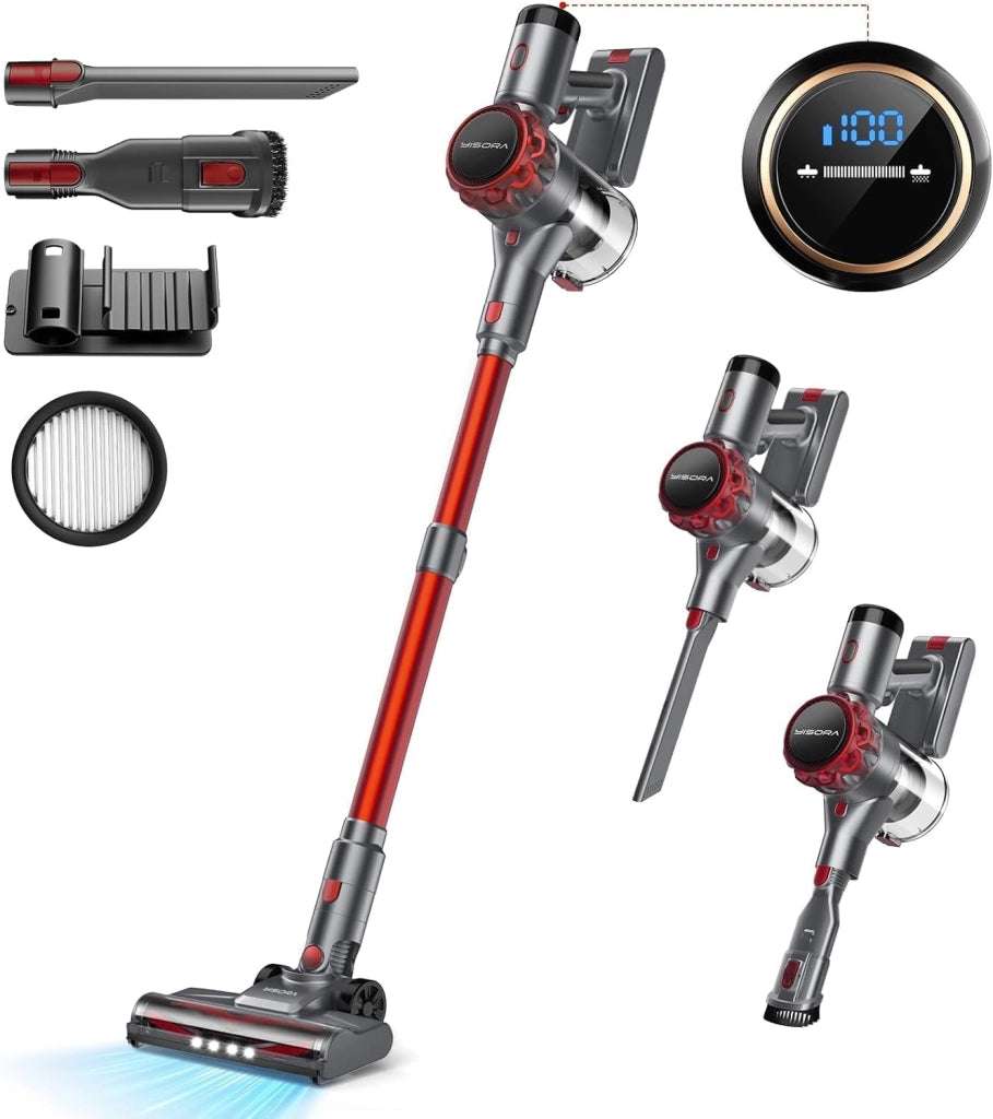 Scopa aspirante senza fili S3P rosso-grigio
