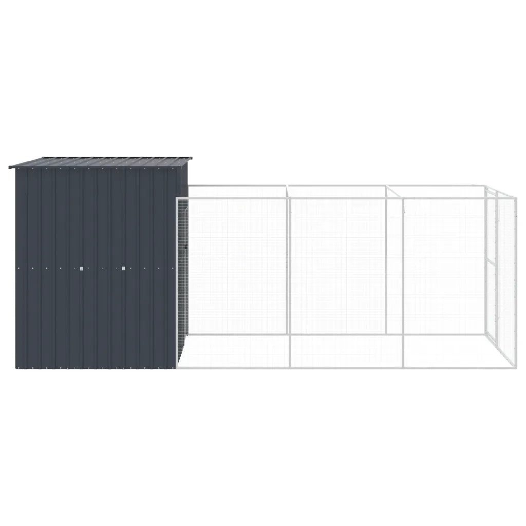 Casetta Cani con Corsa Antracite 165x455x181 cm Acciaio Zincato 3189099