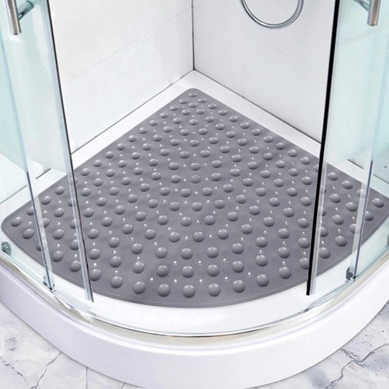 Mat antislip per doccia 70x70cm: pezzo di fissaggio angolare per doccia con morsetti antislip - grande tappetino di sicurezza per doccia per anziani