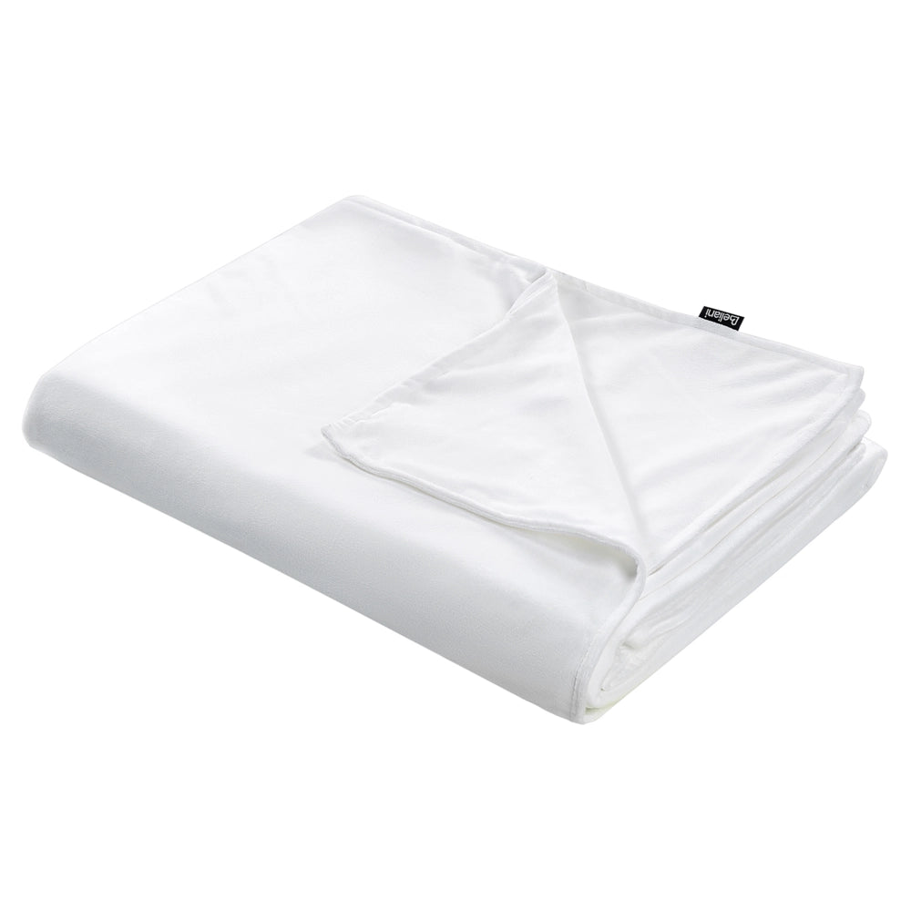 Copripiumino per coperta ponderata Bianco Tessuto poliestere 135 x 200 cm Motivo solido Design moderno Tessile camera da letto