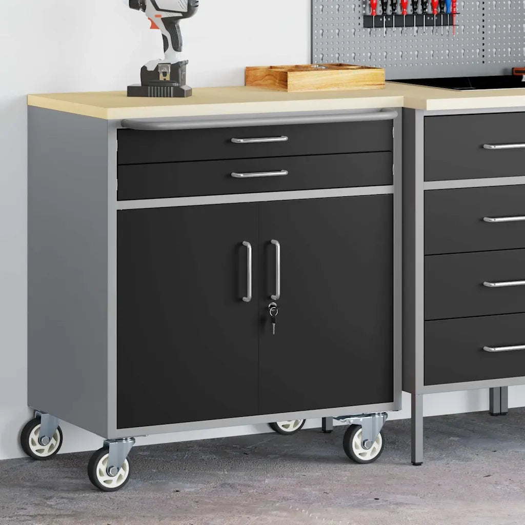 Banco da lavoro con cassetto Nero e Grigio 75 x 45 x 85 cm 4103487